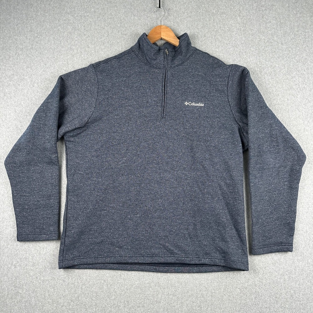Columbia Pullover Mens L Blue Hart Mountain II Half Zip Fleece AM1534 Sweater